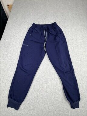 FIGS Womens Scrub Joggers Navy Blue Elastic Drawstring Waist Zipper Pocket